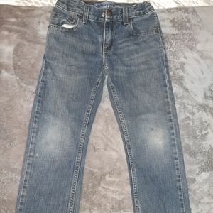 Boys size 7 blue jeans adjustable waist see pic for meas & spot on knee